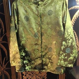 Olive Green Asian Inspired Jacket- Size 1X